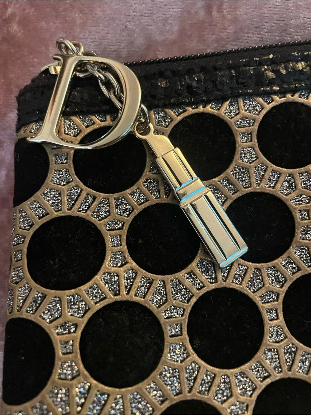 Gold and Black Polka Dot Women's Clutch Bag